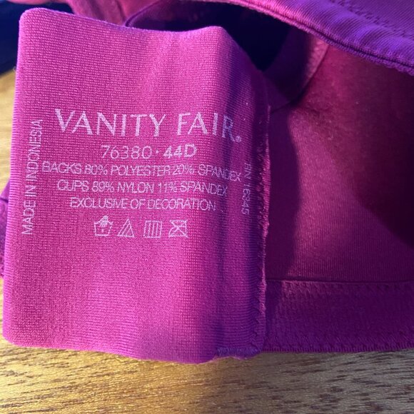 🩷🩷Vanity Fair Beauty Back Full Figure Underwire Raspberry Bra 76380 NWOT - Picture 2 of 9